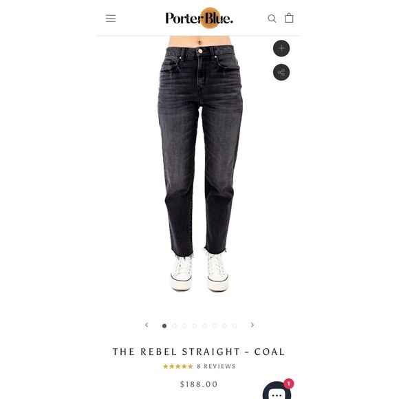 Porter Blue The Rebel Straight-Cole High Rise Straight Leg Jeans Denim Women 34 - Picture 3 of 16